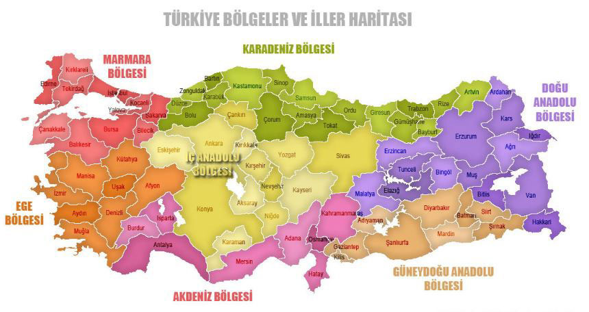 Türkiye Haritası ve Bölgeleri üzerinden Arama için Tıklayınız